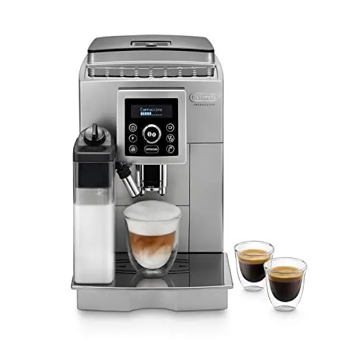 Produktbild: De'Longhi ECAM 23.466.S Perfetto Kaffeevollautomat mit LatteCrema Milchsystem, Cappuccino und Espresso auf Knopfdruck, Digitaldisplay mit Klartext, 2TassenFunktion, großer 1,8 l Wassertank, silber