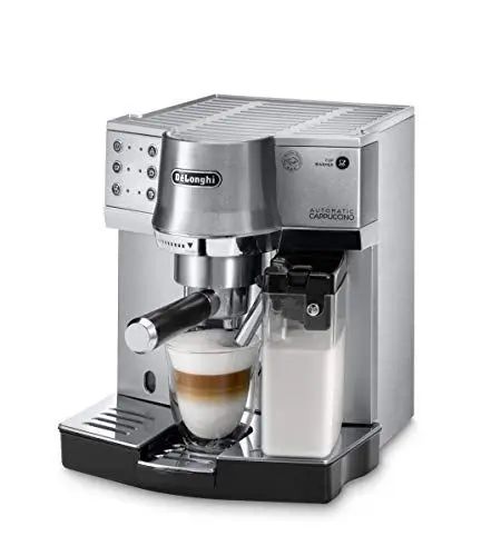 Produktbild: De'Longhi EC 860.M – Espresso Siebträgermaschine, Espressomaschine mit automatischem Milchsystem für cremigen Cappuccino und Latte Macchiato, für ESE Pads geeignet, 1 l Wassertank, silber