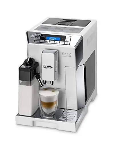 Produktbild: De'Longhi Eletta Cappuccino ECAM 45.766.W Kaffeevollautomat mit Milchsystem, Cappuccino und Espresso auf Knopfdruck, Digitaldisplay mit Klartext, 2-Tassen-Funktion, Weiß