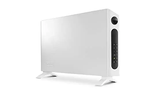Produktbild: De'Longhi Konvektor HSX Slim Style HSX4320E - Heizlüfter mit 3 Heizstufen für schnelles Heizen, digitaler Thermostat zur Temperaturregelung, 24-h-Timer, Tragegriffe, Frostschutzfunktion,2400 Watt,Weiß
