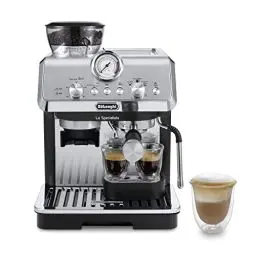 Produktbild: De'Longhi La Specialista Arte EC9155.MB Siebträgermaschine, Espressomaschine mit Mahlwerk, 8 Mahlgrade, 15 Bar, 3 Temperaturen, Milchschaumdüse, 1300 W, 1,5 l Tank, Edelstahl/Schwarz inkl. Barista-Kit