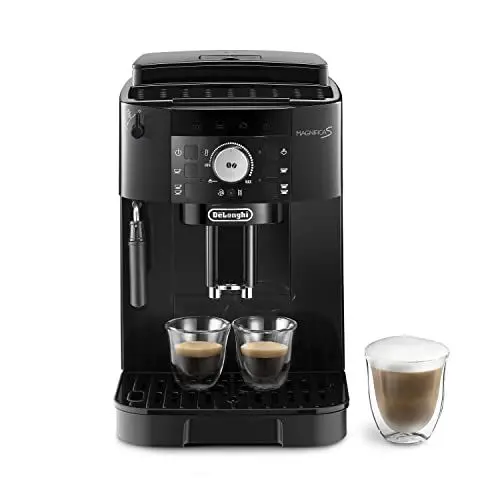 Produktbild: De'Longhi Magnifica S ECAM11.112.B, Kaffeevollautomat mit Milchaufschäumdüse für Cappuccino, mit Espresso Direktwahltasten und Drehregler, 2-Tassen-Funktion, Schwarz