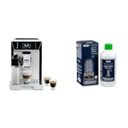 Produktbild: De'Longhi PrimaDonna Class ECAM 550.65.W Kaffeevollautomat mit LatteCrema Milchsystem, Cappuccino und Espresso auf Knopfdruck, 3,5 Zoll TFT Farbdisplay und App-Steuerung, weiß mit DLSC 500 Entkalker