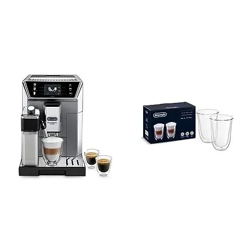 Produktbild: De'Longhi PrimaDonna Class ECAM 550.85.MS Kaffeevollautomat mit LatteCrema Milchsystem & DLSC312 Doppelwandiges Thermoglas Latte Macchiato, Durchsichtig,330 milliliters, 2 Stück (1er Pack)