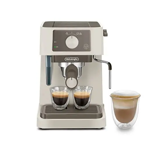 Produktbild: De'Longhi Stilosa EC235.CR Espresso Siebträgermaschine, 15 Bar Pumpendruck, 1100 W, 1 Liter Wassertank, E.S.E. Pads geeignet, Cremefarben