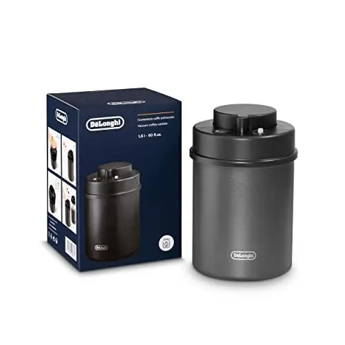 Produktbild: De'Longhi Vakuum-Kaffeebehälter DLSC071 – 1,5 L, Manuelle Versiegelung, Elegantes Design aus Schwarz Lackiertem Edelstahl