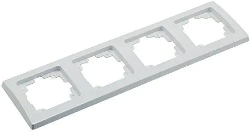Produktbild: DELPHI 4-fach Rahmen Abdeckrahmen 294x80x14mm fü Elektroinstallation passend für Komponenten Schalter Steckdosen Taster Netzwerk Dimmer USB Dose Weiß