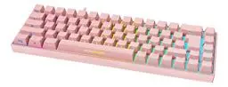 Produktbild: DELTACO GAMING PK95R – Mechanische Gaming Tastatur (Kabellos, RGB Beleuchtung, 65%, Deutsches Layout QWERTZ, Front Lasering) – Pink/Rosa