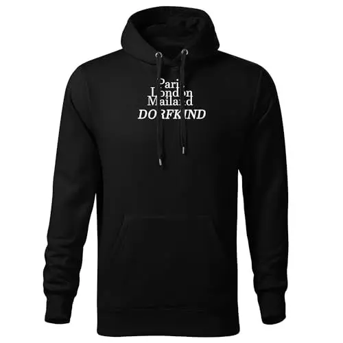 Produktbild: DELUNO Paris Londen Mailand Dorfkind Sweatshirt für Herren mit Kapuze Pullover für Männer Herbst Winter M Schwarz (Cape-507-M-Schwarz)