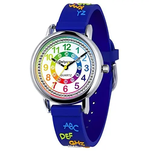 Produktbild: Delycazy Kinderuhr Mädchen Junge, Kinder Armbanduhr lernuhr Analoge kinderuhr Lern Armbanduhr mit Zeitlernübungen, Hochwertigem Quarzwerk