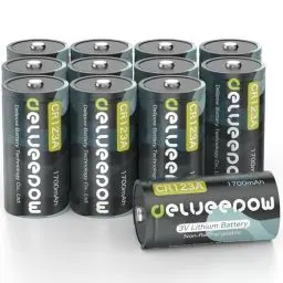 Produktbild: Delyeepow CR123A 3V Lithium-Batterien 12 Stück, 1700mAh 3 Volt 123 C123 Batterie mit Foto 123A Einwegbatterien 3 Volt Lithium Batterie für Kamerablitz, Taschenlampe, Alarmsysteme, Spielzeug