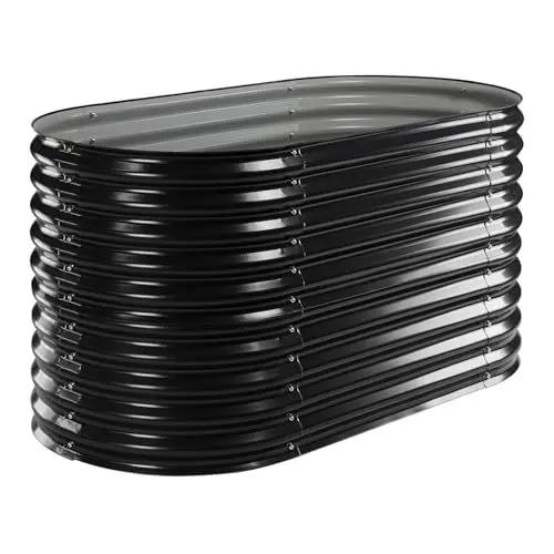 Produktbild: DEMA Metall Hochbeet Cornwall - Robuster Pflanzkübel in Anthrazit, oval (161x82x82cm) - Perfekt für Garten, Balkon und Terrasse - Ideale Lösung für vielseitige Anwendungen: Gemüseanbau, Kräutergarten