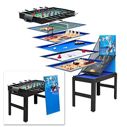 Produktbild: DEMA Multigame Spieltisch Spieletisch 14 in 1 Tischfußball Kicker Tischkicker Billard Basketball Hockey Tischtennis usw.