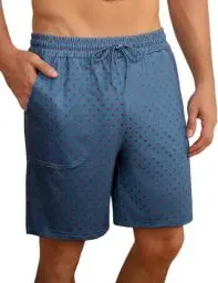Produktbild: Demegimi Kurze Schlafanzughose Herren Schlafhose Sommer Pyjamahose Baumwolle Schlafshorts Pyjama Bottom Freizeithose Weit Loungewear mit Taschen Himmelblau