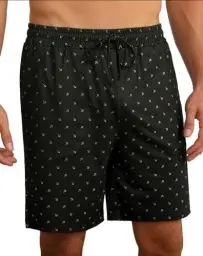 Produktbild: Demegimi Schlafhose Herren Kurze Schlafanzughose mit Anker Muster Baumwolle Pyjamahose Sommer Schlafshorts Anker Sailing Bermuda Shorts Allover Print Schwarz