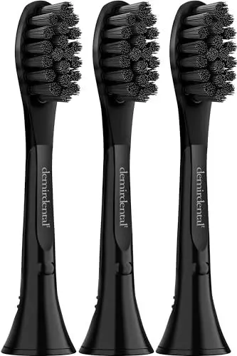 Produktbild: demirdental Ersatzbürsten passend für Philips Sonicare Ersatzbürsten, ersetzt Premium Plaque Defence Standard Schallzahnbürstenköpfe entspricht HX9044cb, mit Aktivkohle, Schwarz, 3er Pack Medium