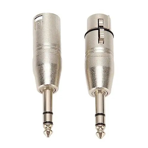 Produktbild: Denash 1/4-Zoll-TRS-auf-XLR-Adapter, 1/4-Zoll-TRS-auf-XLR-3-Pin-Buchse, Kompaktes Ganzmetall-Druckgussgehäuse, Langlebig, 2-teilige Geräuschunterdrückung für Verstärker