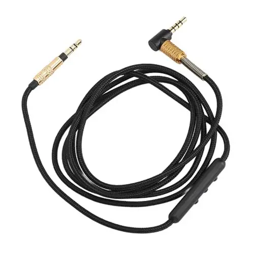 Produktbild: 3,5 Bis 3,5 Soundkabel, Geräuschunterdrückung, Ersatz-Soundkabel, 4,9 Fuß, Stabile 24 Karat Vergoldete Anschlüsse, Sauerstofffreies Kupfer-Nylongeflecht für WH Ch7