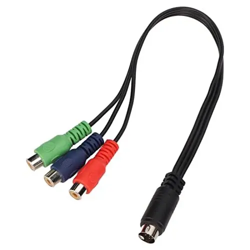 Produktbild: Denash DIN 9-poliges auf 3 Cinch-Kabel, DIN 9-poliger Stecker auf 3 Cinch-Buchse, Kabel 11,8 Zoll, Reiner Kupferkern, Rot, Grün, Blau, Universell für Videogeräte