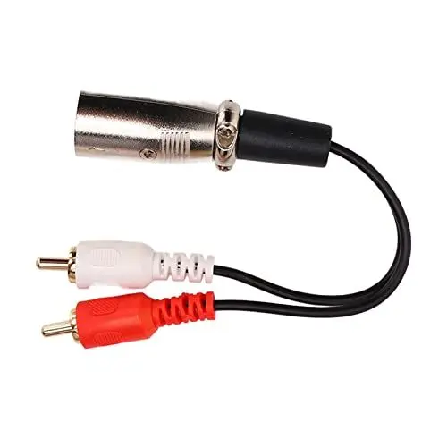 Produktbild: Denash Dual-RCA-auf-XLR-Kabel, XLR-auf-Dual-RCA-Adapter, Verzerrungsreduzierung, Signalmaximierung, Lange Lebensdauer, Verbesserung der Klangqualität für Mikrofone