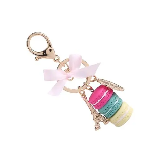 Produktbild: Denash Eiffelturm-Schlüsselanhänger, Macaron-Schlüsselanhänger, 11,9 Cm, Schön und Großzügig Als Zubehör für Taschen-/Telefon-/Autoanhänger (Rosenrot)