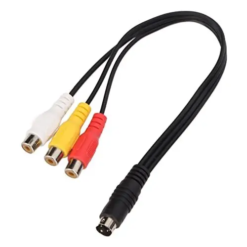Produktbild: Denash Videokabel, PVC, Explosionsgeschützt, Flexibel, Reiner Kupferkern, S-Video, 4-poliger Stecker auf 3-Buchse, Rot, Gelb, Weiß, für Fernsehen