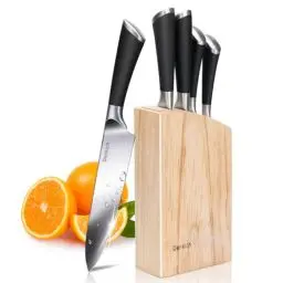 Produktbild: Denkich Messerblock, 6-TLG Küchenmesser Set Scharf, 5 Verschiedene Messerset mit Block, Deutscher Präzisionsklingen aus Rostfreiem Edelstahl, Profi Küchenmesserset für den Heimgebrauch