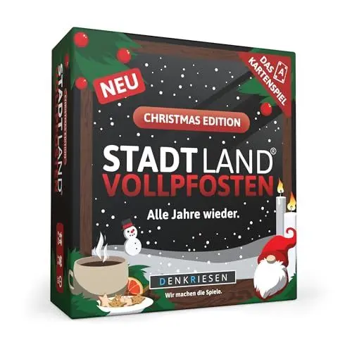 Produktbild: DENKRIESEN - Stadt Land Vollpfosten® – Das Kartenspiel - Christmas Edition - 'Alle Jahre Wieder.' | Geschenk | Reisespiel | 150 Kategorien | ab 8 Jahren | 3-6 Spieler | Familie | Stadt Land Fluss
