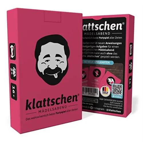 Produktbild: DENKRIESEN - klattschen® - Mädelsabend | Das wahrscheinlich Beste Partyspiel Aller Zeiten | Spielkartenkarton | Ab 16 Jahren für 2+ Spieler | Perfekt für den Mädelsabend und zum Feiern