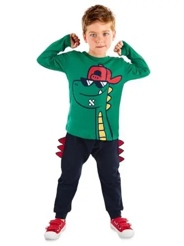 Produktbild: Denokids Trainingsanzug Kinder, Bequeme & stilvolle Kleidung für Aktive Jungen, Maschinenwaschbar, Weiches Material Jogginganzug Herren, Langlebiges Design, Perfekt für Spor | 5 Jahre - Grün - Schwarz