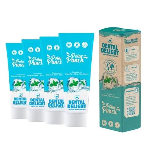 Produktbild: DENTAL DELIGHT Polar Punch Zahnpasta, Vegane Zahnpasta mit Geschmack, Zahncreme (Minze, 4er Pack)