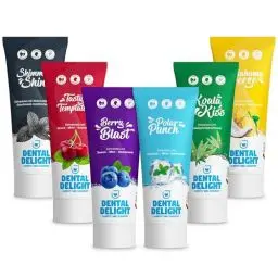 Produktbild: DENTAL DELIGHT Zahnpasta, Vegane Zahnpasta mit Geschmack, Zahncreme (6er Mix-Paket)