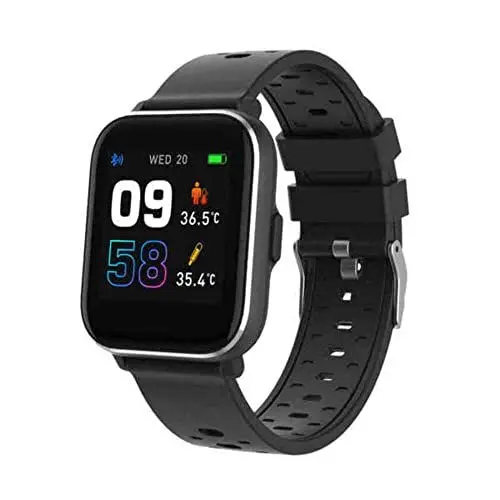 Produktbild: Denver SW-164BLACK, Bluetooth-Smartwatch, Messung von Körpertemperatur, Blutsauerstoff und Herzfrequenz, Sportaktivitätstracker, kompatibel mit iOS und Android., One Size