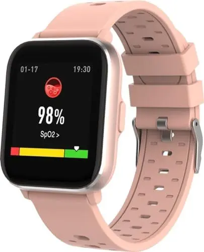 Produktbild: Denver SW-165 Rosa Bluetooth Smartwatch - 1,4-Zoll IPS Touchscreen, Körper Temperatur, Blutsauerstoff & Herzfrequenz Sensor, IP68 Wasserfest, Multi-Sport Modus, iOS & Android kompatibel