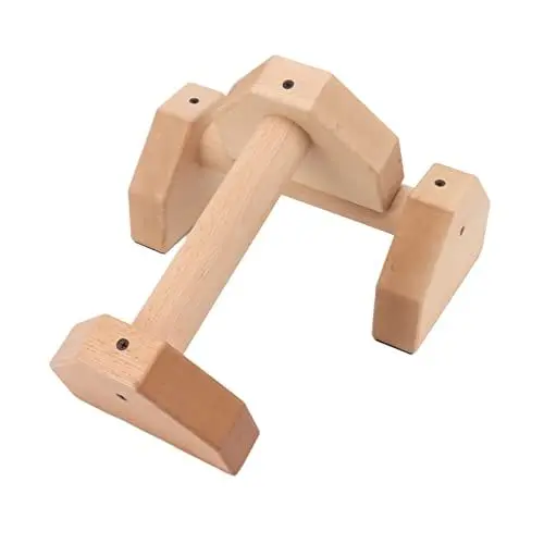 Produktbild: Deosdum 2 Stück Liegestützgriffe aus Holz, rutschfest, Liegestützstange, Handstand, Parallettes, Stangen Drinnen und Draußen (30 cm)