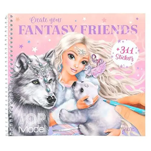 Produktbild: Depesche 12072 TOPModel Iceworld Create your Fantasy Friend - Mal- und Stickerbuch mit 24 Seiten zum Gestalten fantastischer Wesen, Malheft mit Stickerbogen und Spiralbindung