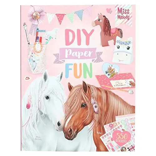 Produktbild: Depesche 12121 Miss Melody DIY Paper Fun - Kreativbuch Set mit 32 bunten Seiten zum Basteln und Gestalten von Briefen, Postkarten uvm., inklusive Pferde-Sticker