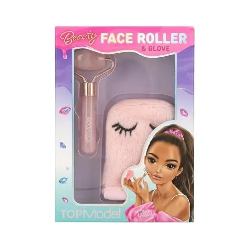 Produktbild: Depesche 12693 TOPModel - Gesichtsroller Set Beauty and Me, mit Rosenquarz-Roller und weichem Wasch-Handschuh in Rosa