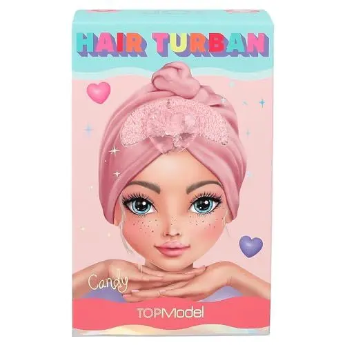 Produktbild: Depesche 12831 TOPModel - Haarturban Beauty and Me, in Rosa, mit einem Herz-Knopf zum Befestigen des Tuchs, ohne Verrutschen