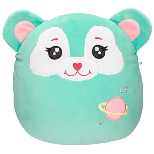 Produktbild: Depesche 13047 Ylvi Swoppies - Kuscheltier Bär in Türkis, mit Leuchteffekt, kleinem Planet und runden Ohren, ca. 30 cm großes Plüschtier