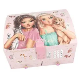 Produktbild: Depesche 13140 TOPModel - Großes Schmuckkästchen in Rosa, mit Model Motiv und Tieren, Schmuckbox mit Code, Sound und Spiegel