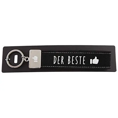 Produktbild: Depesche 4298-002 Schlaufen Schlüsselanhänger aus Filz, mit graviertem Metallabschluss und kultigem Aufdruck, Die Beste, dunkelgrau, ca. 17 x 3 x 1 cm, Schwarz