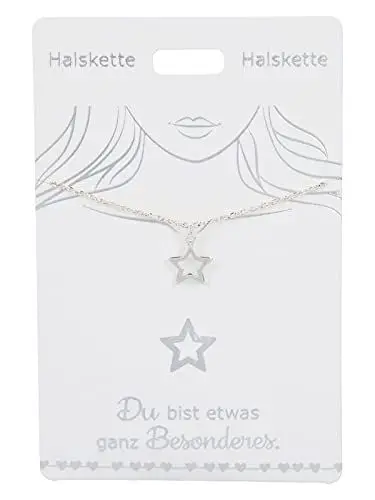 Produktbild: Depesche 4710-012 Halskette mit einem Stern-Symbol als Anhänger, versilbert, variabel in der Länge tragbar (42 cm + 5 cm), ideal als Geschenk oder kleine Aufmerksamkeit