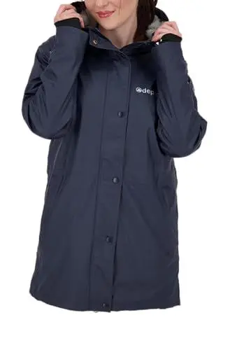 Produktbild: Deproc Active Damen Friesennerz Regenmantel Mit Kapuze Gefüttert Wasserdicht Wetterfest Übergangsjacke New Ellesmere Regenjacke, Navy, 40 EU