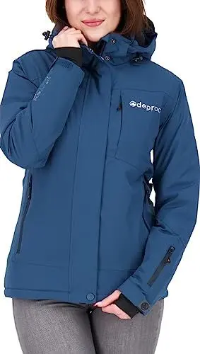 Produktbild: DEPROC-Active Damen Winterjacke Skijacke mit abnehmbarer Kapuze Gefüttert Wasserdicht Wetterfest Windbreaker Übergangsjacke Parka MONTREAL