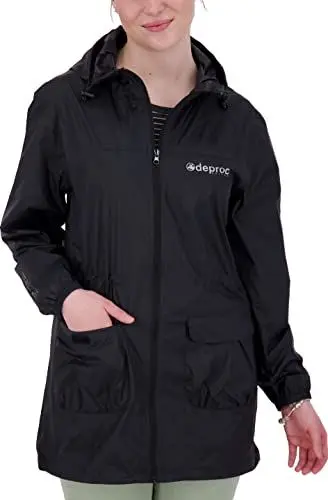 Produktbild: Deproc Active Leichter Damen Regenmantel Regenjacke mit Kapuze Wasserdicht Wetterfest Windbreaker Übergangsjacke LYNN WOMEN