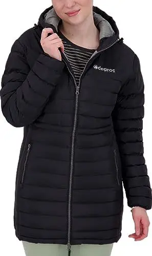 Produktbild: Deproc Active Leichter Damen Steppmantel in Daunenoptik mit fester Kapuze Winterjacke Übergangsjacke Langjacke GILMOUR auch in Großen Größen