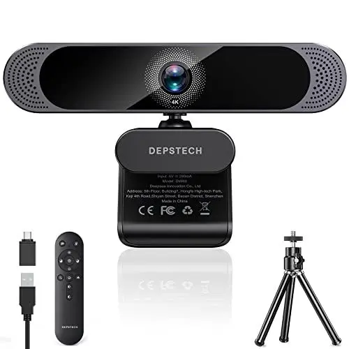Produktbild: DEPSTECH 4K Zoombare Streaming Webcam mit Mikrofon für PC, Fernbedienung, 1/3' Sony Sensor, Dual Noise-Canceling Mic, 3X Zoom, Autofokus 8MP HD, für Laptop Mac, Videoanruf, Zoom, Skype
