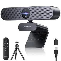 Produktbild: DEPSTECH DW50 Pro Webcam 4K, Ultra HD mit Mikrofon, 3-facher Zoom, 1/2.55 Sony Sensor, Duale Mics mit Geräuschunterdrückung, Fernbedienung, Autofokus Streaming Kamera für PC Laptop Mac, Teams