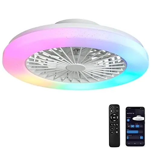 Produktbild: Depuley Deckenventilator mit Sprachsteuerung, Deckenventilatoren RGB Leuchten, Ventilator Licht Decke für Schlafzimmer Wohnzimmer Kinderzimmer, App und Fernbedienung, 3-Geschwindigkeit Reversibel